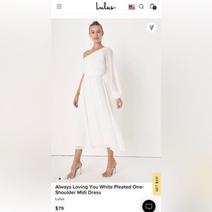 Lulus Always Loving You White Pleated One-Shoulder Midi Dress